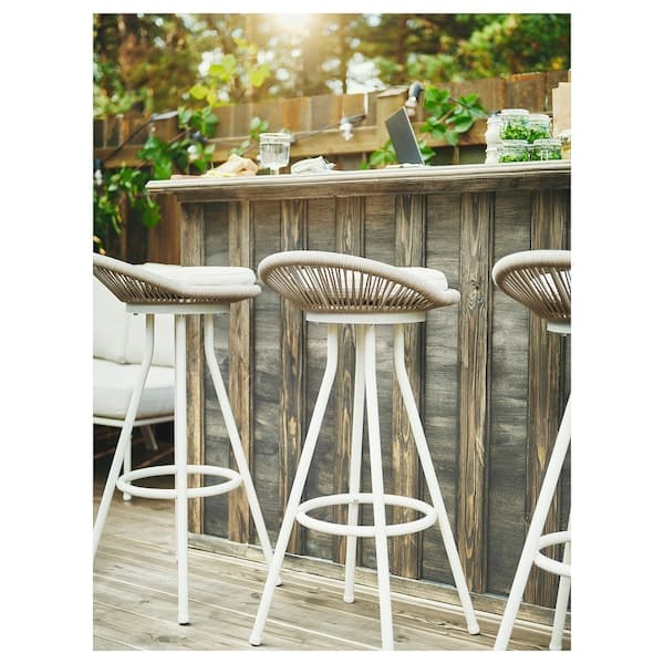 SEGERÖN - Outdoor bar stool, swivel white/beige , - best price from Maltashopper.com 90503346
