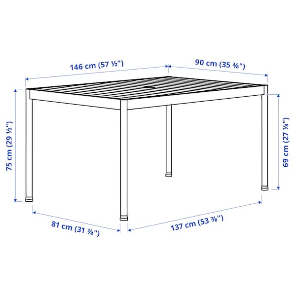 SEGERÖN - Table, outdoor, white/beige, 91x147 cm - best price from Maltashopper.com 90510813