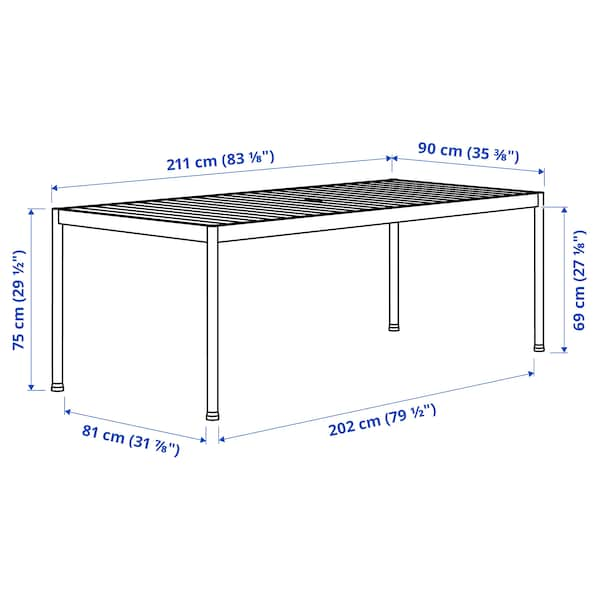 SEGERÖN - Garden table, white/beige, 91x212 cm - best price from Maltashopper.com 10510807