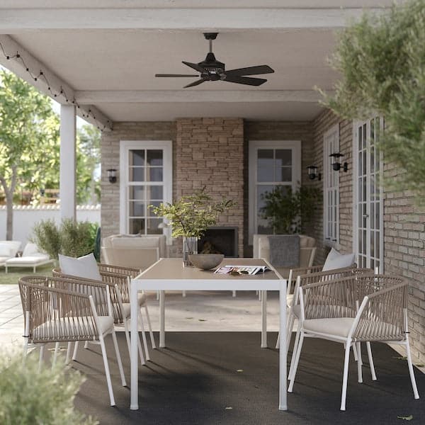 SEGERÖN - Garden table, white/beige, 91x212 cm - best price from Maltashopper.com 10510807