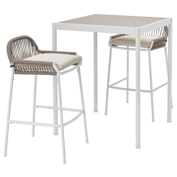 Ikea SEGERÖN - Outdoor table and 2 bar stools, white/beige/Frösön/Duvholmen beige ,