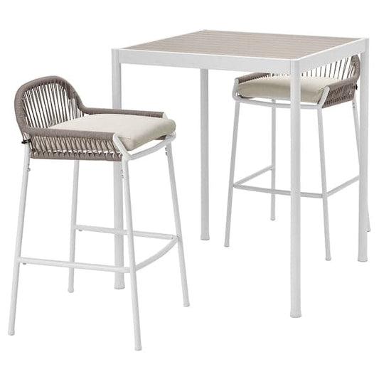 Ikea SEGERÖN - Outdoor table and 2 bar stools, white/beige/Frösön/Duvholmen beige ,