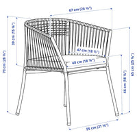 SEGERÖN - Table and 4 chairs with armrests, outdoor dark green/Frösön/Duvholmen striped pattern,147 cm - best price from Maltashopper.com 39532960
