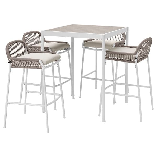 SEGERÖN - Table and 4 bar stools, outdoor white/beige/Frösön/Duvholmen beige , - best price from Maltashopper.com 99494861