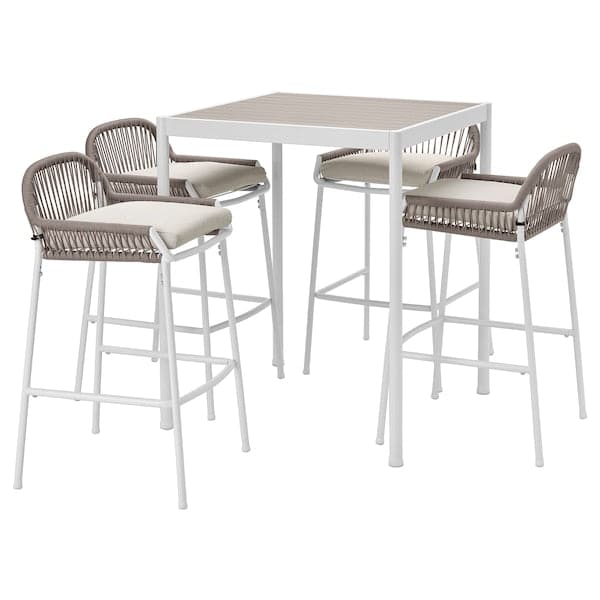 Ikea SEGERÖN - Table and 4 bar stools, outdoor white/beige/Frösön/Duvholmen beige ,