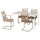 SEGERÖN / VÄSMAN - SEGERÖN / VÄSMAN Table and 4 chairs with armrests, outdoor white/beige/brown, 147 cm