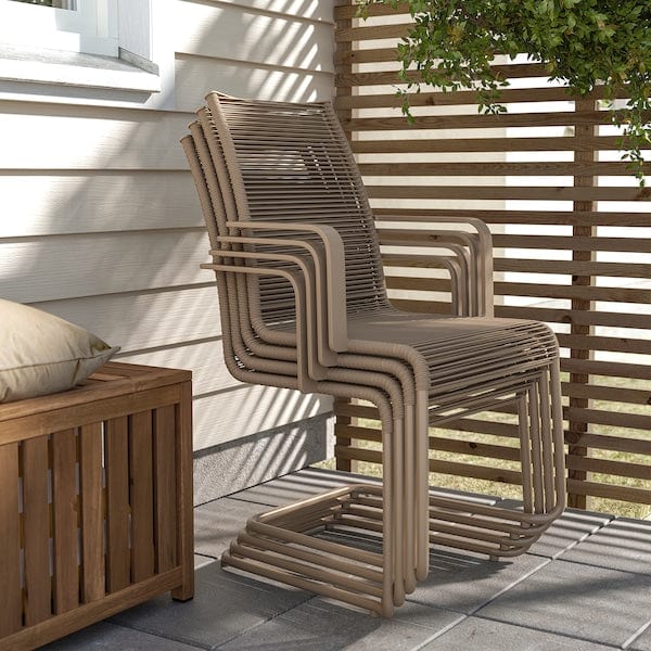 Ikea SEGERÖN / VÄSMAN - Table and 4 chairs with armrests, outdoor white/beige/brown, 147 cm