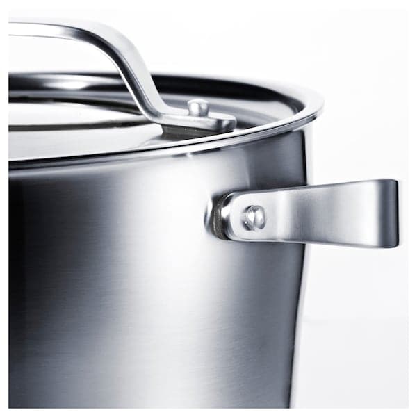 SENSUELL - Pot with lid, stainless steel/grey, 5.5 l - best price from Maltashopper.com 90324547