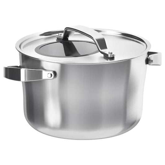 SENSUELL - Pot with lid, stainless steel/grey, 5.5 l - best price from Maltashopper.com 90324547