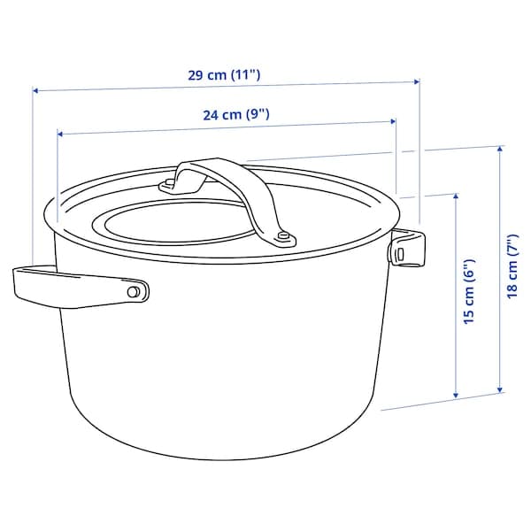 SENSUELL - Pot with lid, stainless steel/grey, 5.5 l - best price from Maltashopper.com 90324547