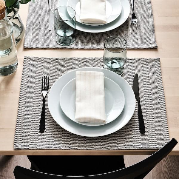 Ikea SILVERARV - Placemat, beige/blue, 35x45 cm