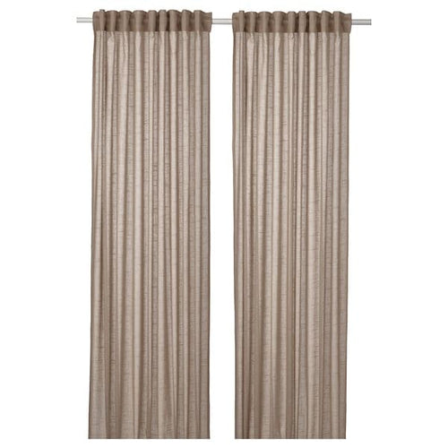 SILVERLÖNN Thin curtains, 1 pair - beige 145x300 cm