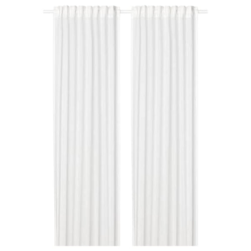 SILVERLÖNN sheer curtains, 1 pair, white/with heading tape, 145x300 cm