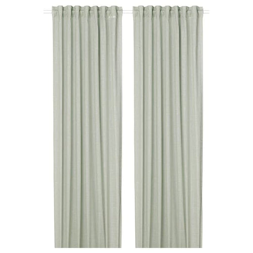 SILVERLÖNN Thin curtains, 1 pair - light green 145x300 cm