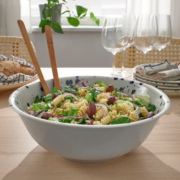 Ikea SILVERSIDA - Serving bowl, patterned/blue, 28 cm