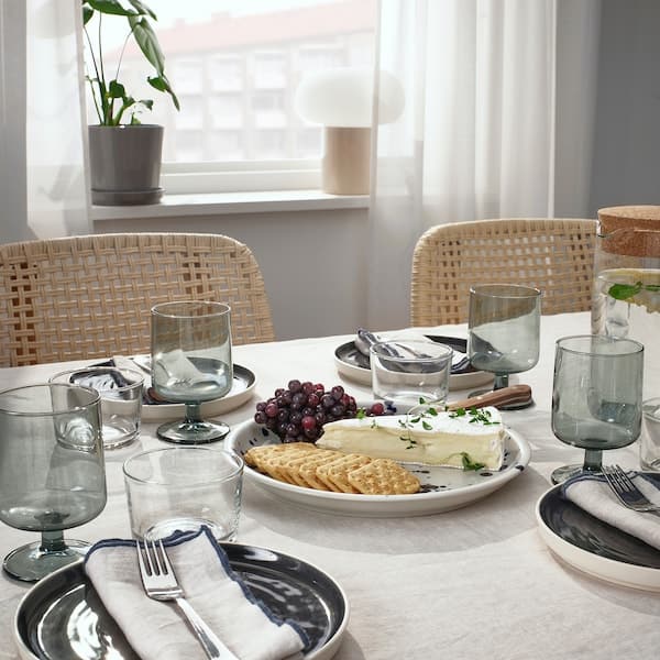 Ikea SILVERSIDA - Plate, patterned/blue, 26 cm