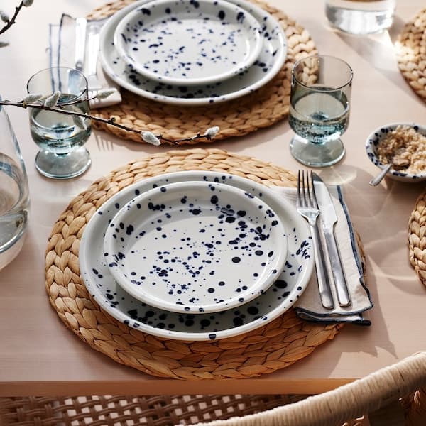Ikea SILVERSIDA - Side plate, patterned/blue, 20 cm