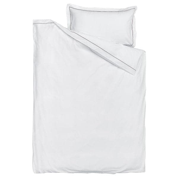 SILVERTISTEL - Duvet cover and pillowcase, white/dark grey, 150x200/50x80 cm - best price from Maltashopper.com 50492972