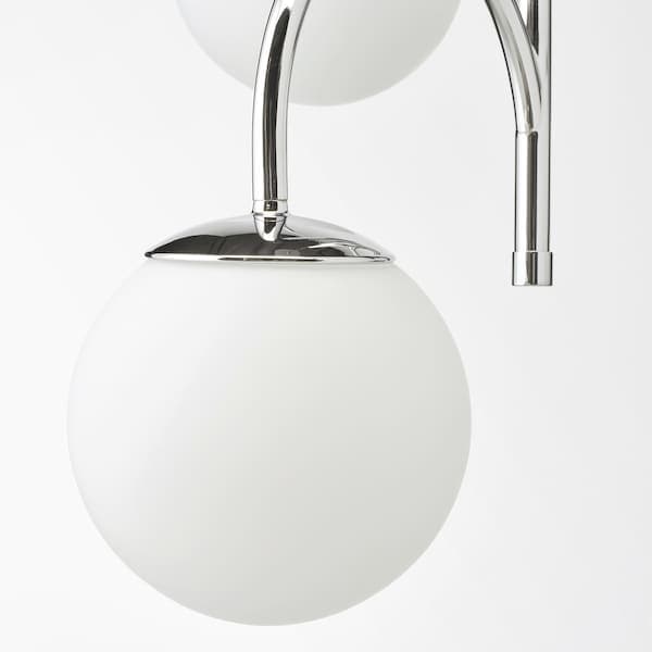 Ikea SIMRISHAMN - Pendant lamp, 3-armed, chrome-plated/opal white glass, 55 cm