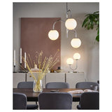 SIMRISHAMN pendant lamp, 3-armed, chrome-plated/opal white glass, 55 cm
