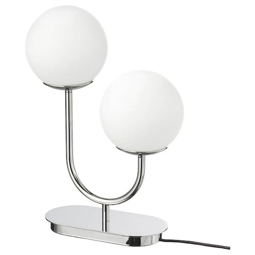 SIMRISHAMN table lamp, chrome-plated/opal white glass, 42 cm