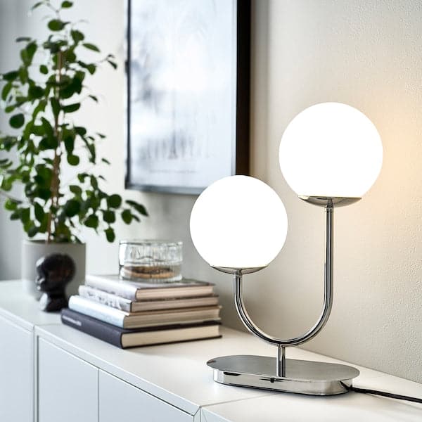 SIMRISHAMN Table lamp - chrome/white opaline glass 42 cm , - best price from Maltashopper.com 00437676