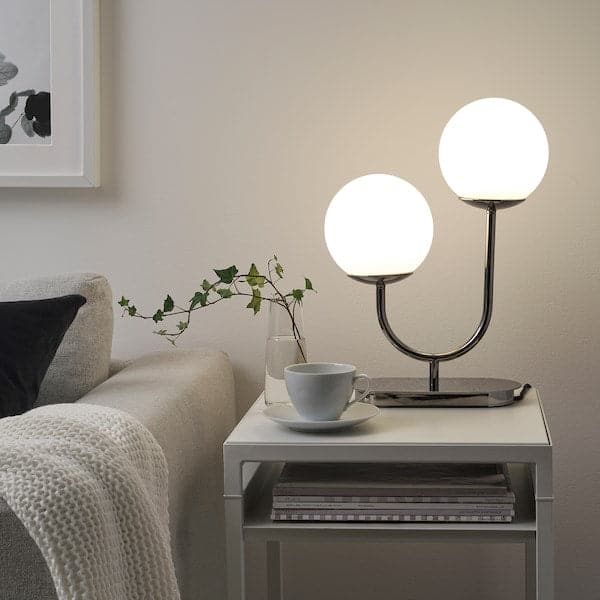 Ikea SIMRISHAMN Table lamp - chrome/white opaline glass 42 cm ,