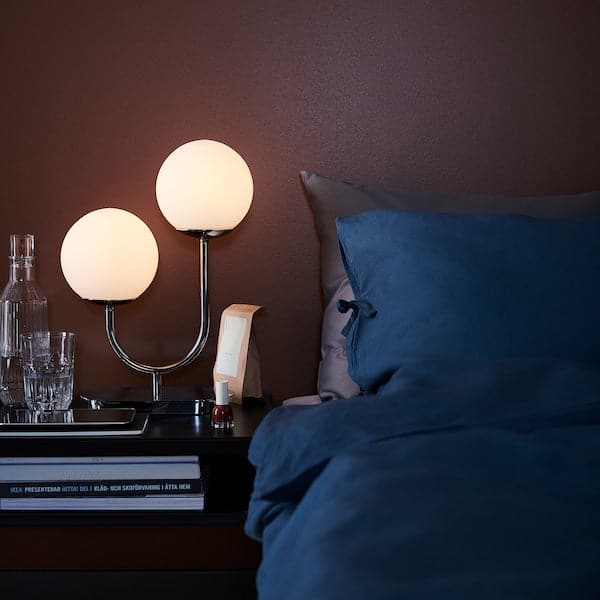 Ikea SIMRISHAMN Table lamp - chrome/white opaline glass 42 cm ,