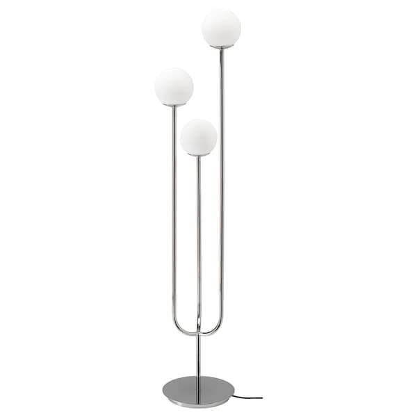 SIMRISHAMN Floor lamp - chrome/white opaline glass