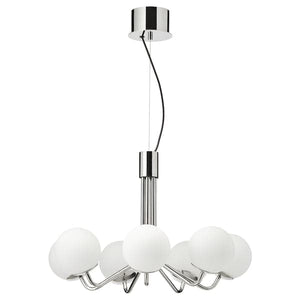 Ikea SIMRISHAMN - Chandelier, 7-armed, chrome-plated/opal white glass, 70 cm