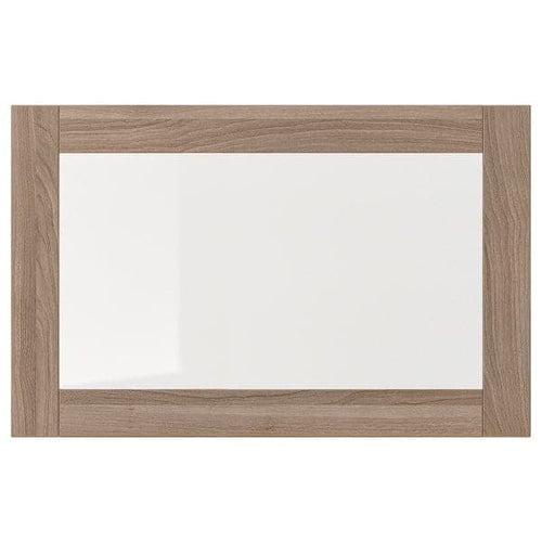 SINDVIK Glass door - grey biting walnut effect/transparent glass 60x38 cm , 60x38 cm