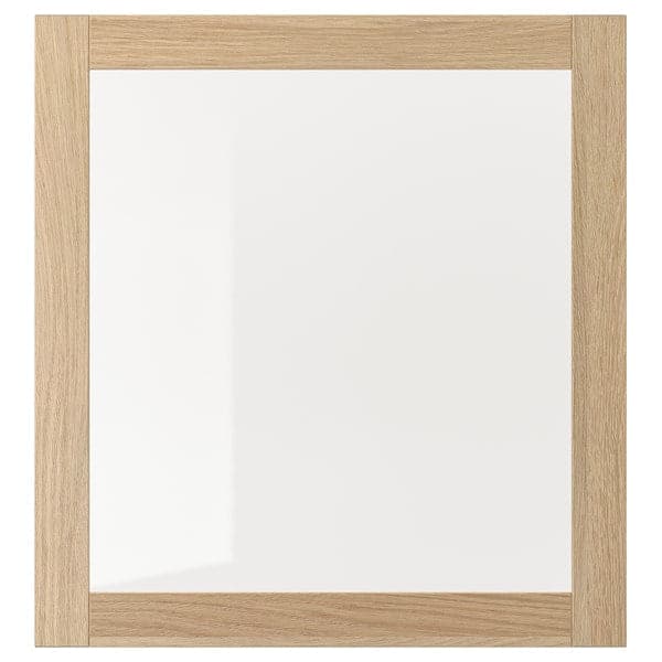 SINDVIK - Glass door, white stained oak effect/clear glass, 60x64 cm - best price from Maltashopper.com 10296317