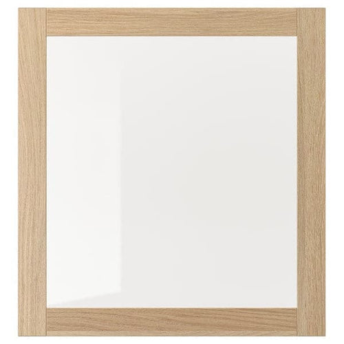 SINDVIK - Glass door, white stained oak effect/clear glass, 60x64 cm