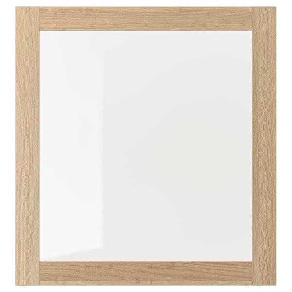 SINDVIK - Glass door, white stained oak effect/clear glass, 60x64 cm