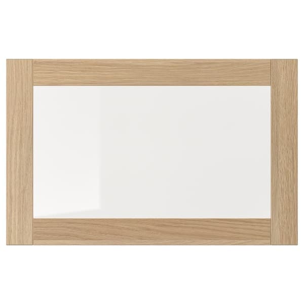 SINDVIK - Glass door, white stained oak effect/clear glass, 60x38 cm - best price from Maltashopper.com 50296315