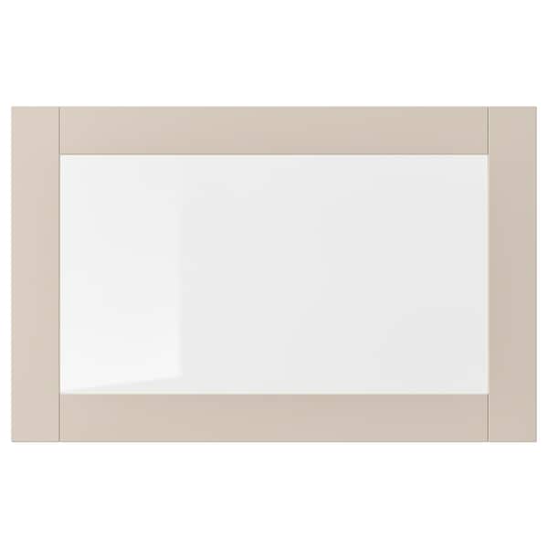 SINDVIK - Glass door, light grey-beige/clear glass, 60x38 cm - best price from Maltashopper.com 80490924