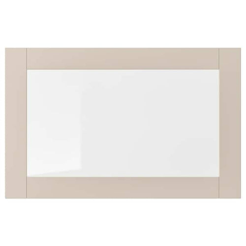 SINDVIK - Glass door, light grey-beige/clear glass, 60x38 cm