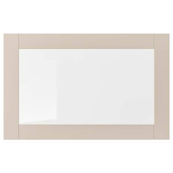 SINDVIK - Glass door, light grey-beige/clear glass, 60x38 cm