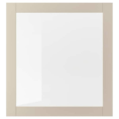 SINDVIK - Glass door, light grey-beige/clear glass, 60x64 cm