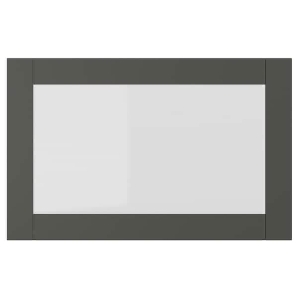 SINDVIK - Glass door, dark grey/clear glass, 60x38 cm - best price from Maltashopper.com 80538803