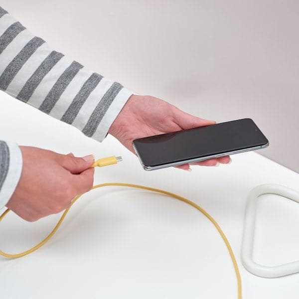 Ikea SITTBRUNN - USB-A to USB-C, light yellow, 1 m