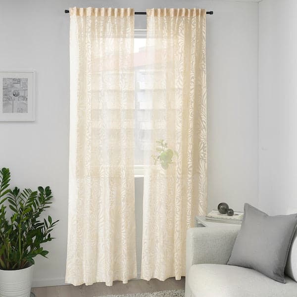 Ikea SKÄREFLY - Thin curtain, 2 sheets, beige, 145x300 cm