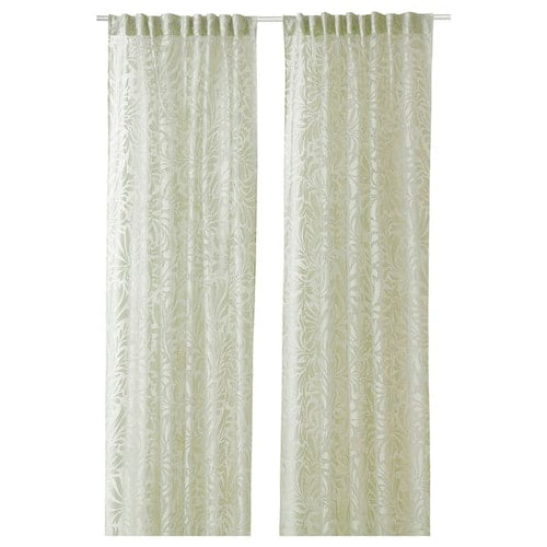 SKÄREFLY - Thin curtain, 2 sheets, green, 145x300 cm