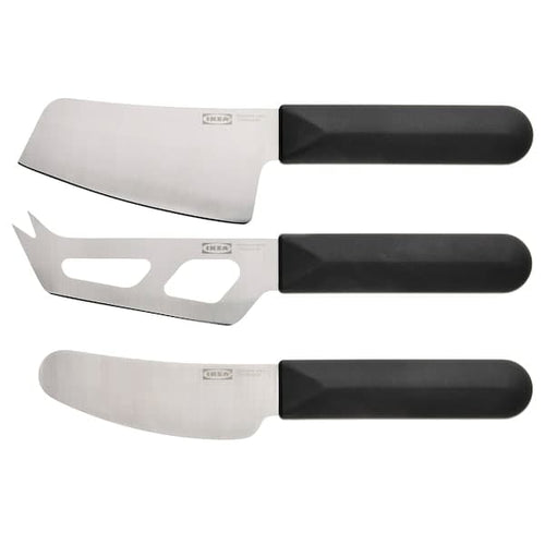 SKÄRLÅNGA - Cheese knife set of 3, stainless steel/black