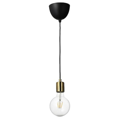 SKAFTET / LUNNOM - Pendant lamp with bulb, brass-plated/light intensity adjustable globe , - best price from Maltashopper.com 19494450