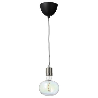 SKAFTET / MOLNART - Pendant lamp with bulb, nickel-plated / multicoloured elliptical shape , - best price from Maltashopper.com 09494530