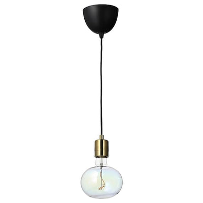 SKAFTET / MOLNART - Pendant lamp with bulb, brass-plated / elliptical shape multicolour , - best price from Maltashopper.com 29494529