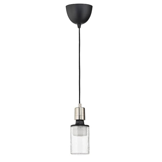 Ikea SKAFTET / MOLNART - Pendant lamp with bulb, nickel-plated fabric/fancy tube ,