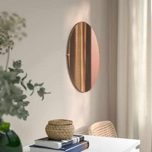 Ikea SKOGSGRÄNSEN - Decorative mirror, copper-colour, 50 cm