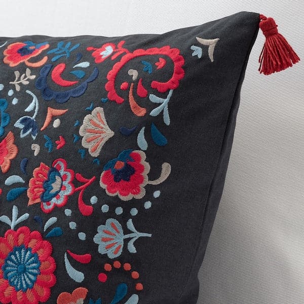 SKOGSKORN Pillow - dark grey/pattern 40x65 cm , - best price from Maltashopper.com 00450818